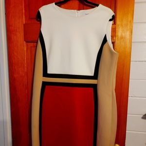 CALVIN KLEIN sheath color block dress. Size 18W.